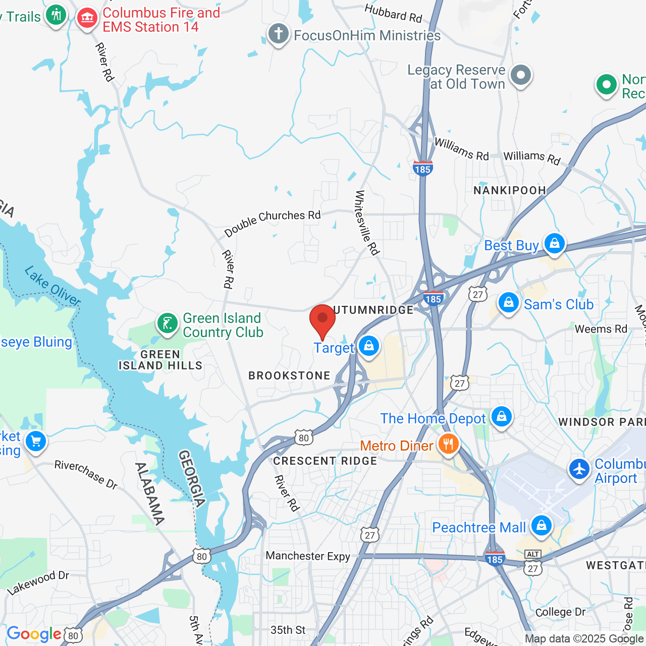 Google map image of our location in 2570 Brookstone Centre Pkwy Columbus, GA